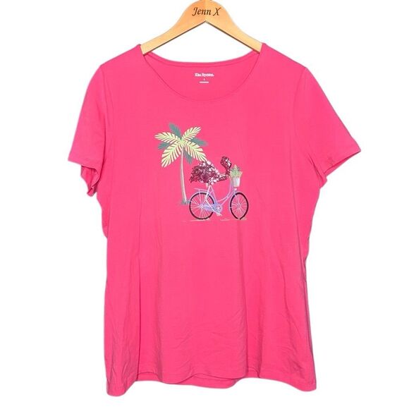 Kim Rogers Pink Short Sleeve T-shirt Size L Round Neck Graphic Print - Picture 1 of 9